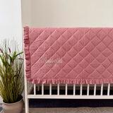 Personalized Quilted Baby Play Mat with Ruffle | Square Nursery Floor Mat 110x110 cm | Organic muslin custom baby mat
