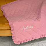 Personalized Quilted Baby Play Mat with Ruffle | Square Nursery Floor Mat 110x110 cm | Organic muslin custom baby mat