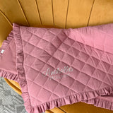 Personalized Quilted Baby Play Mat with Ruffle | Square Nursery Floor Mat 110x110 cm | Organic muslin custom baby mat