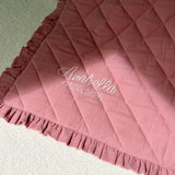 Personalized Quilted Baby Play Mat with Ruffle | Square Nursery Floor Mat 110x110 cm | Organic muslin custom baby mat