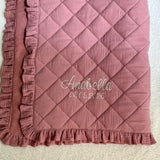 Personalized Quilted Baby Play Mat with Ruffle | Square Nursery Floor Mat 110x110 cm | Organic muslin custom baby mat