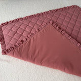 Personalized Quilted Baby Play Mat with Ruffle | Square Nursery Floor Mat 110x110 cm | Organic muslin custom baby mat
