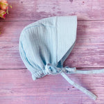 muslin baby brimmed bonnet light blue