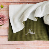 Warm cuddle baby blanket with soft ivory plush - Powder Mint