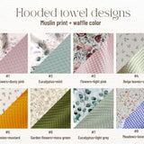 Cotton baby hooded towel - Grey Eucalyptus, Personalized kids towel with name, 8 designs
