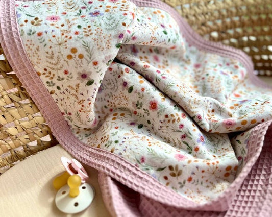 Muslin waffle baby blanket floral print