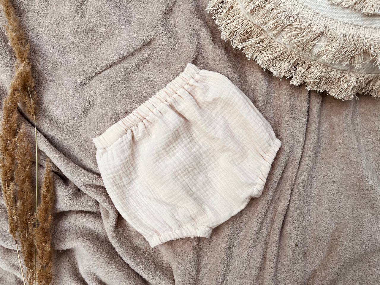 Oversized muslin baby T-shirt and bloomers set - Natural