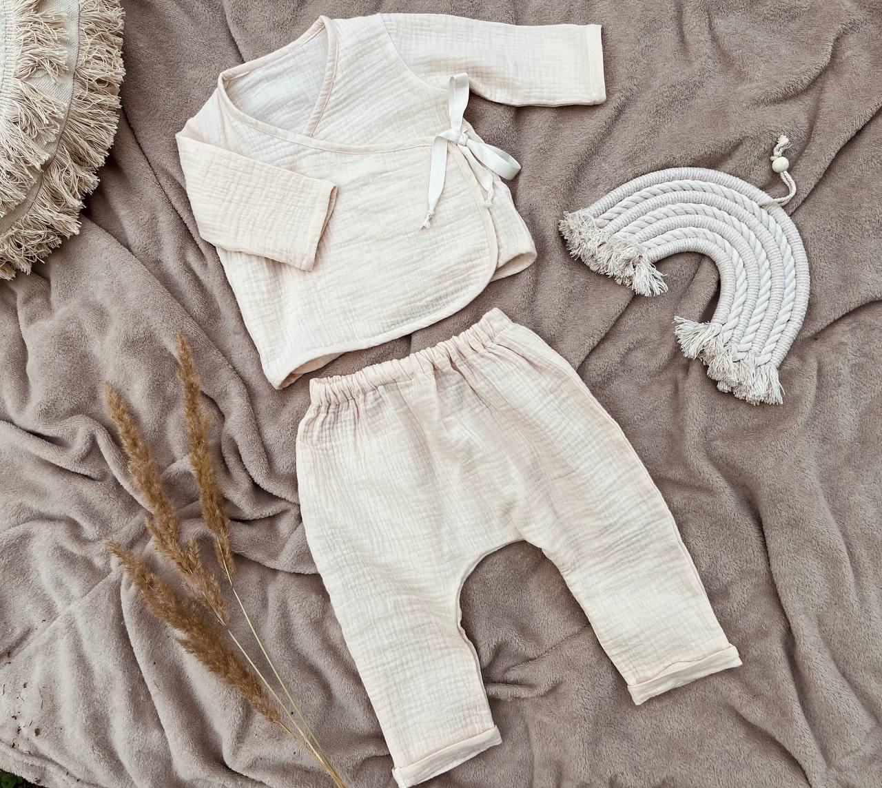 Muslin baby trousers - Natural