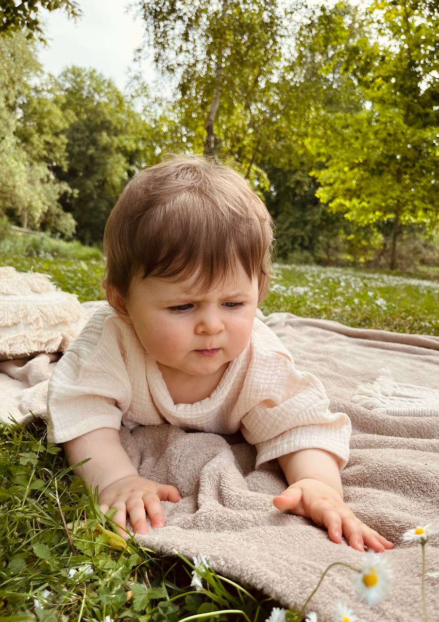 Oversized muslin baby T-shirt and bloomers set - Natural