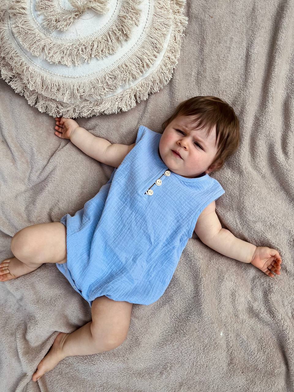 Muslin baby romper Unisex - Lavender