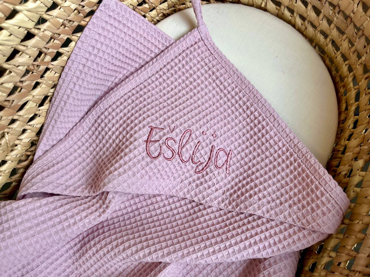 Personalized baby hooded towel - Powder mint