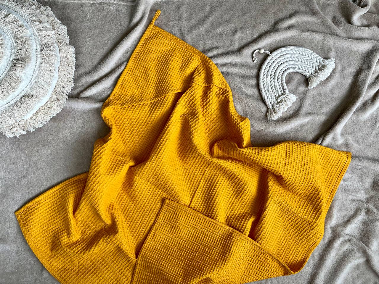 Personalized baby hooded towel - Mustard