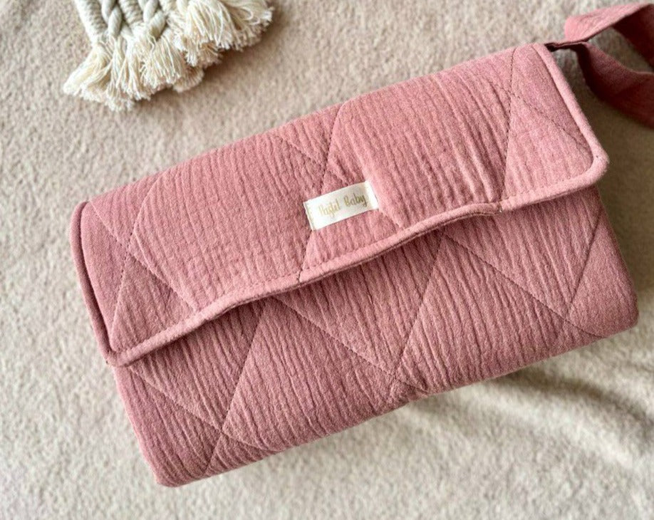 Portable changing pad old pink