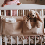 baby bed pocket with ties from muslin fabric