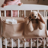 baby bed pocket with ties from muslin fabric