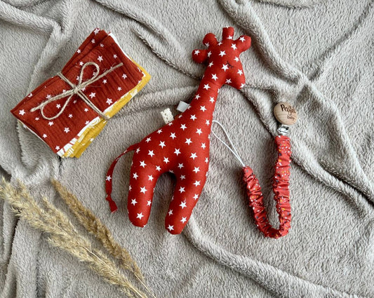 christmas baby gift set Giraffe toy, napkins set and pacifier holder