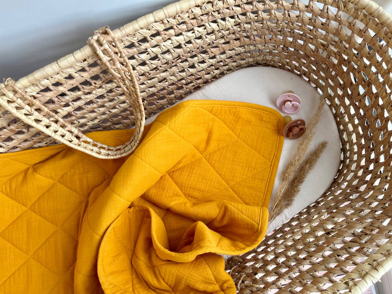 Stepēta bērnu muslīna sega - Sinepju krāsā
