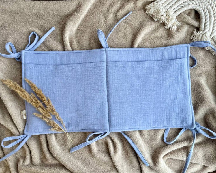 muslin baby bed pocket organizer lavender