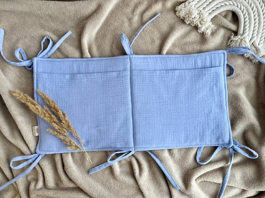 muslin baby bed pocket organizer lavender