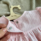 Muslin kids dress, sleeveless with ruffle - White