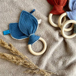 wooden baby teething ring bunny ears
