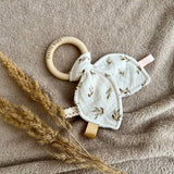 Muslin Bunny ears with teething ring - Denim