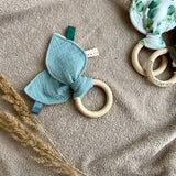 natural wood baby teether toy Bunny ears