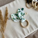 Muslin Bunny ears with teething ring - Denim