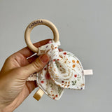 Muslin Bunny ears with teething ring - Denim