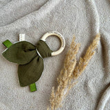Muslin Bunny ears with teething ring - Denim