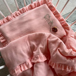 organic muslin baby bedding set duvet cover and pillowcase with ruffles Salmon