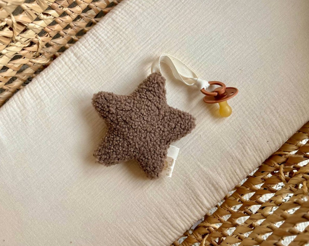 plush star baby pacifier clip