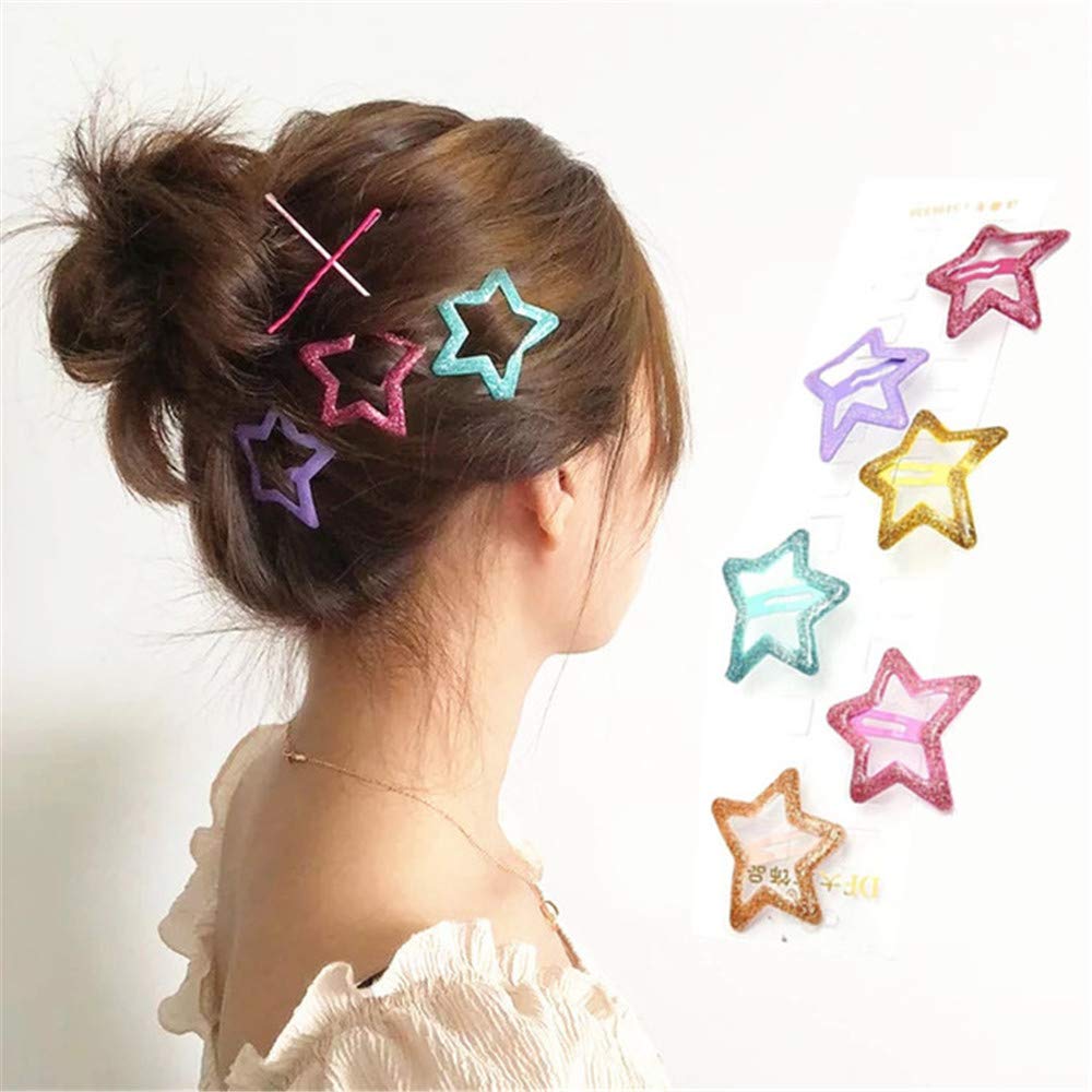 Pink star hair clip set of 2, Sparkling Glitter hair clips for toddler and adult