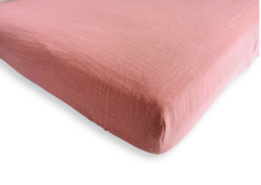 Extra Soft Muslin Crib Sheet - Old pink