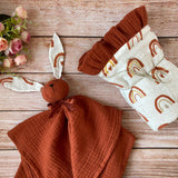 Double gauze Baby comforter Bunny in ginger brown