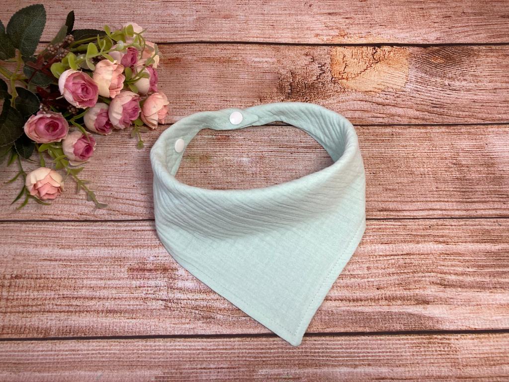 Muslin baby bib set of 5 - grey, green, mint and ginger colors