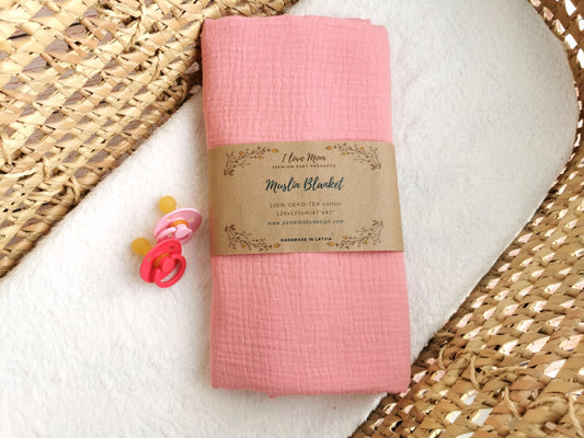 Double gauze swaddle 70*70cm or 120*120cm - Rose pink