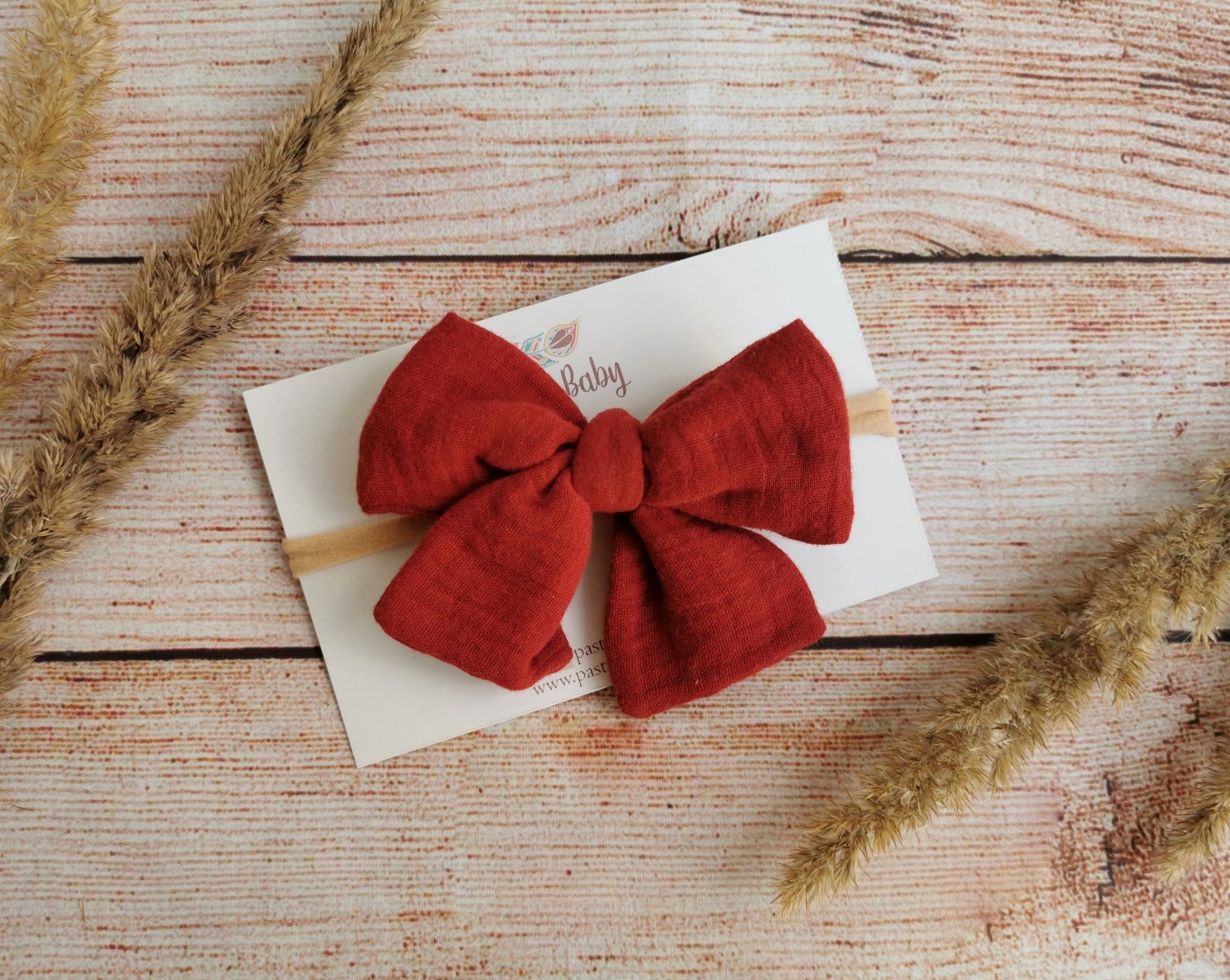 red headband bow baby muslin