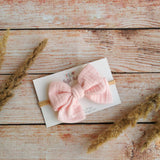 Large cotton headband bow, clip or hair tie - Light pink muslin hair bow