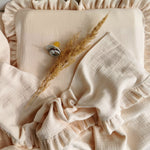 Muslin baby bedding set with ruffles Natural