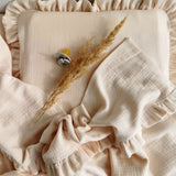 Muslin baby bedding set with ruffles Natural