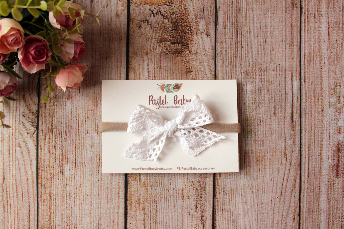 White Lace headband bow