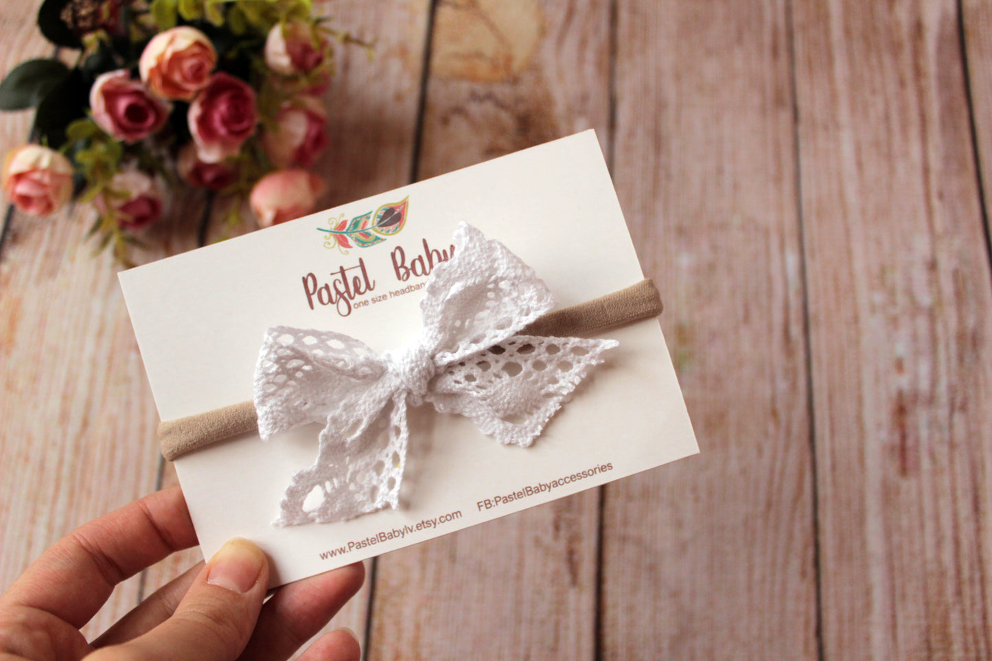 White Lace headband bow