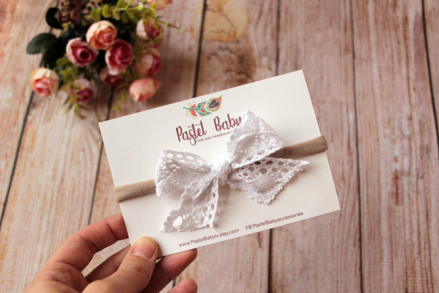 White Lace headband bow