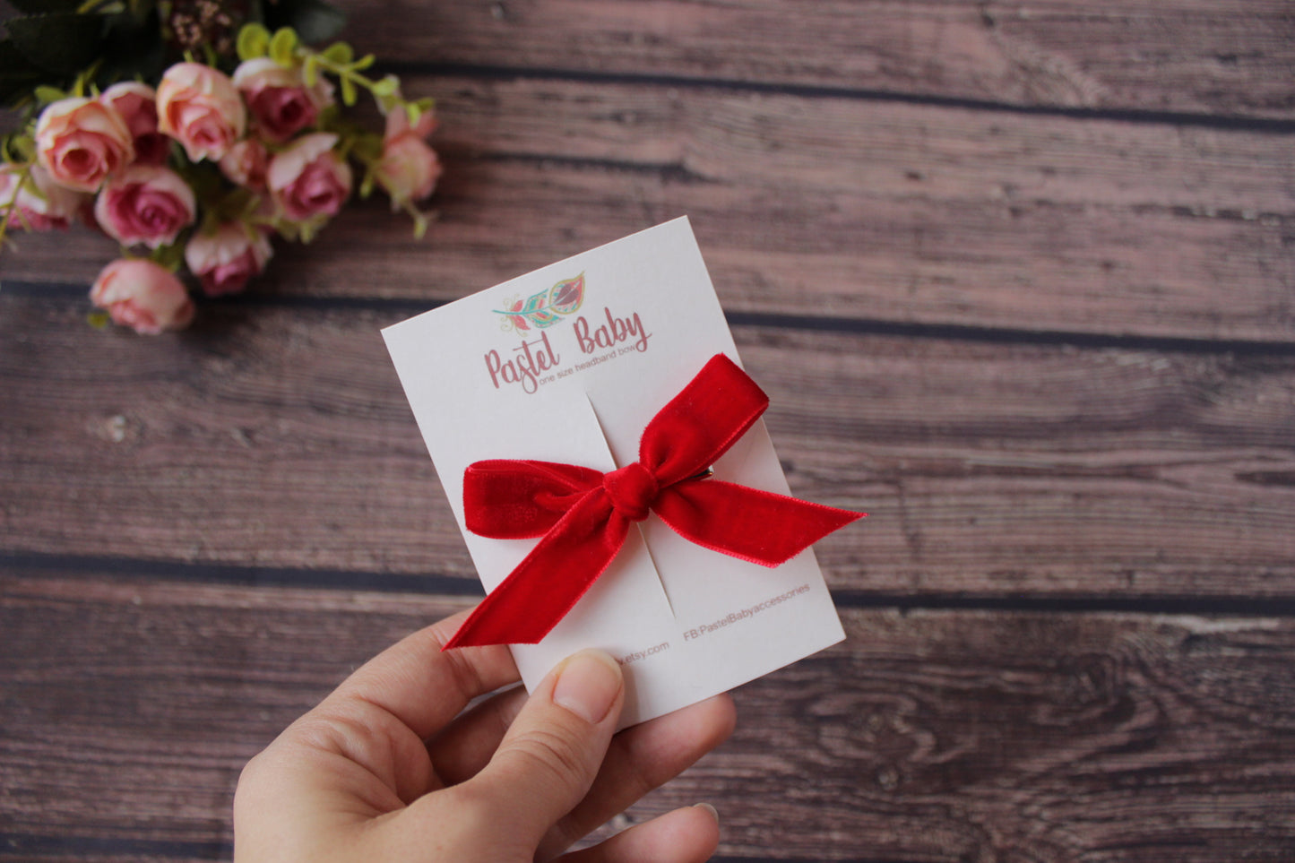 Glitter and red velvet Hair clip bows