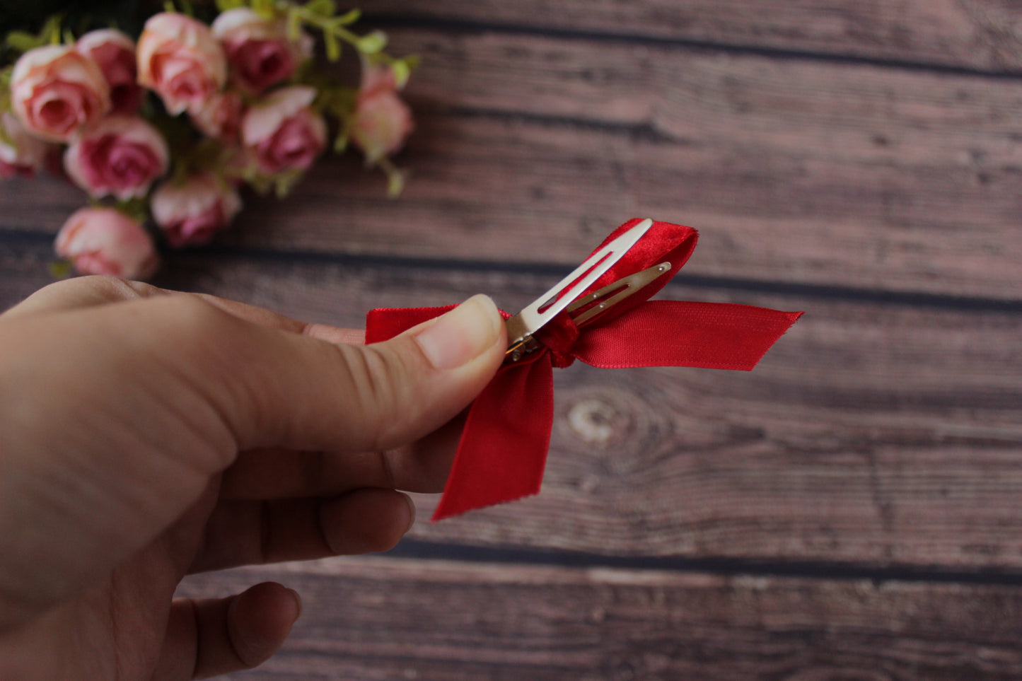 Glitter and red velvet Hair clip bows