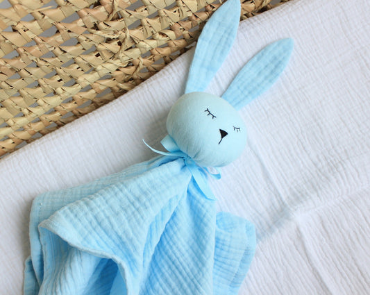 Double gauze Baby comforter Bunny in light blue