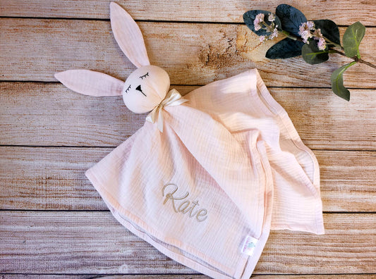 Double gauze Baby comforter Bunny in light pink