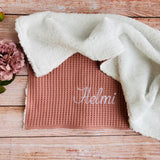 Waffle baby blanket - Light grey and star print muslin