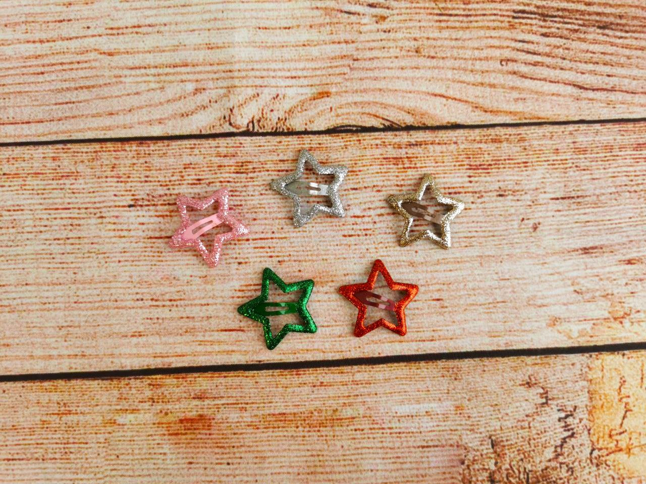 Gold star hair clip set of 2, Sparkling Glitter hair clips for toddler and adult